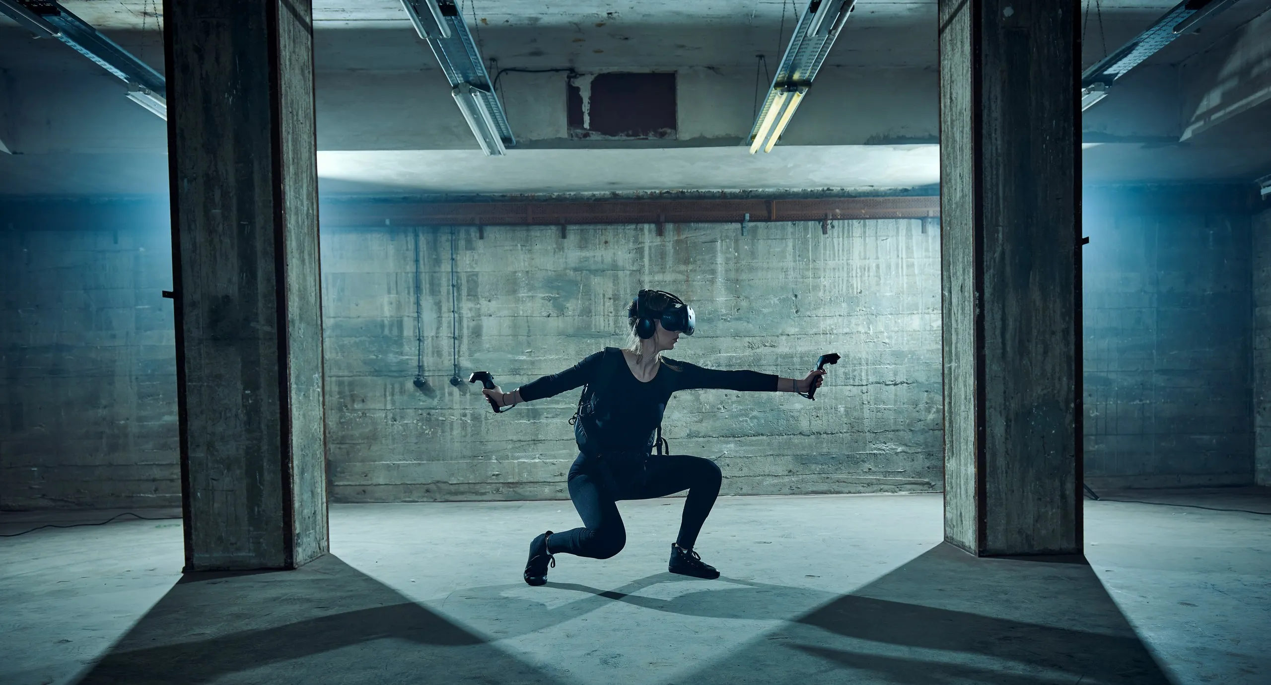 Player moving freely with VR equipment